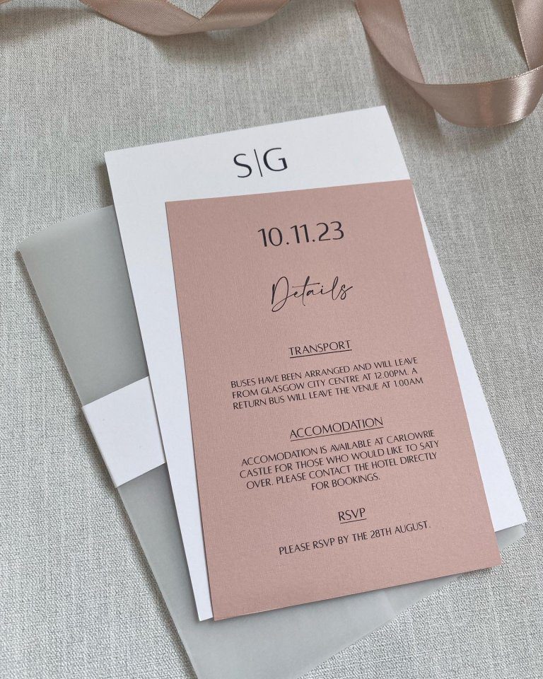 Pink wedding invitation