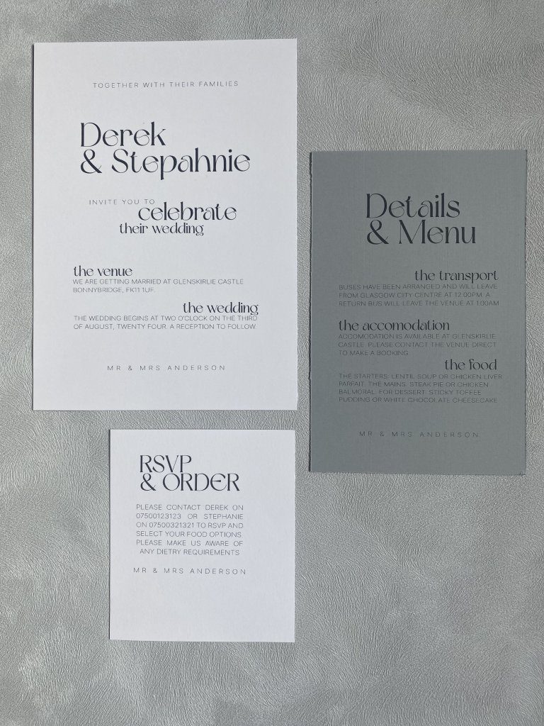 Storm Blue wedding invite