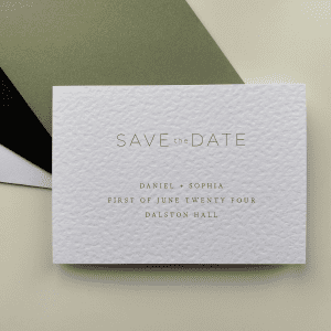 Hammered paper minimal save the date