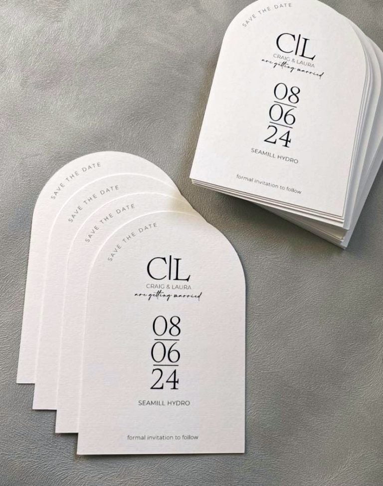 Save the date arch wedding stationery